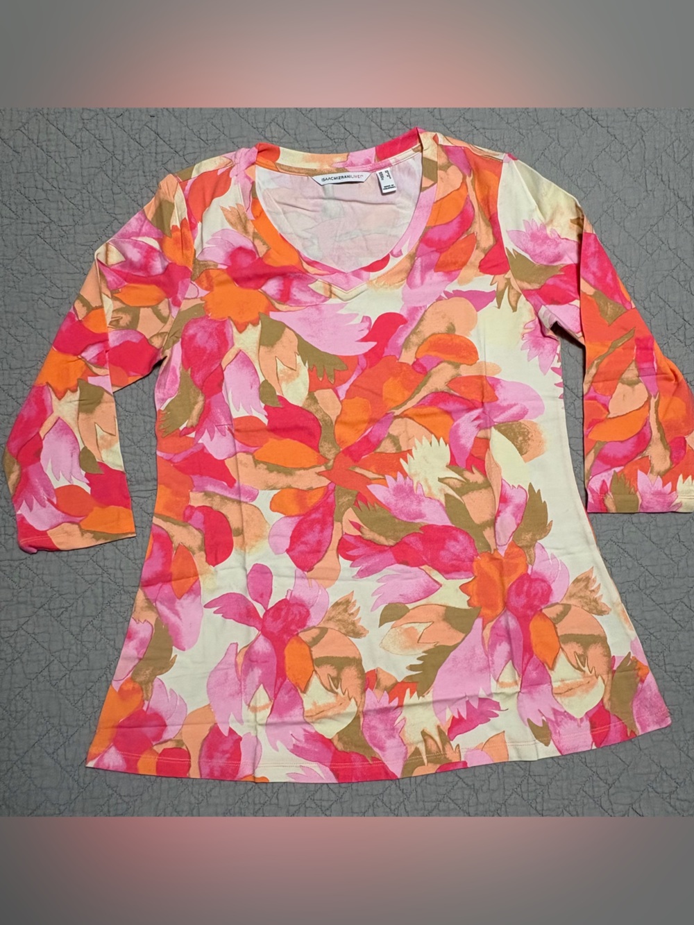 Isaac Mizrahi Live! Floral Print Pink Orange XS / X-Small A474344 Stretch NWOT